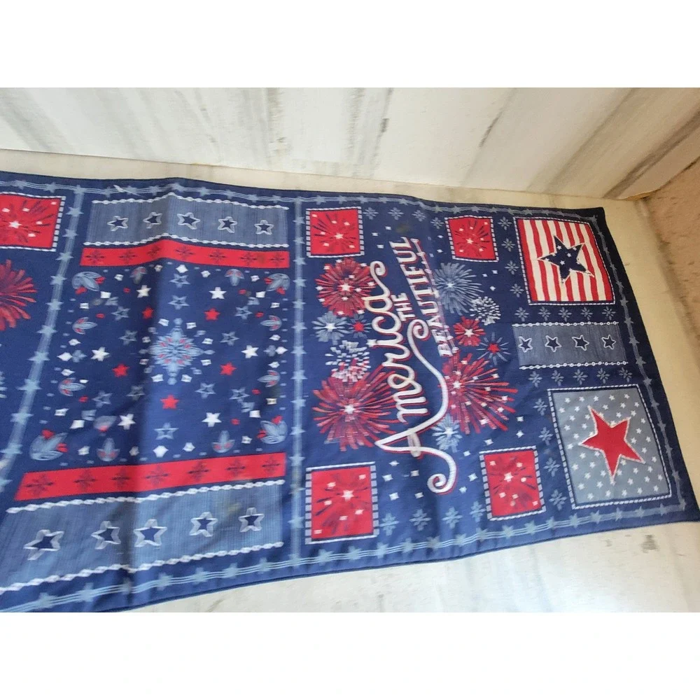 America beautiful flag table runner July 4th fireworks USA unique cloth‎ home